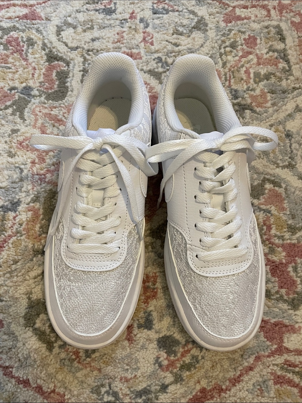 Nike Women’s Wedding White Lace Low-Top Sneakers Size 7.5
